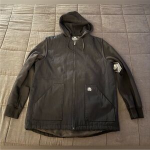 Lurking Class Men’s Black Heavy Hooded Jacket with Spider Web Details NWT